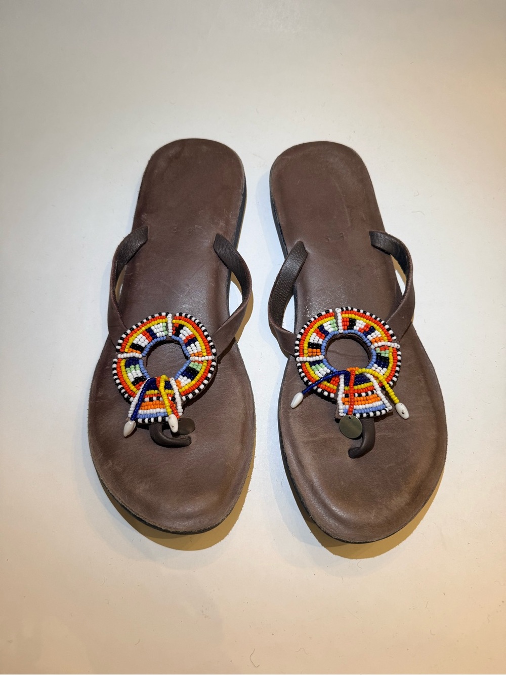 African/Maasai-style beaded leather thong sandals